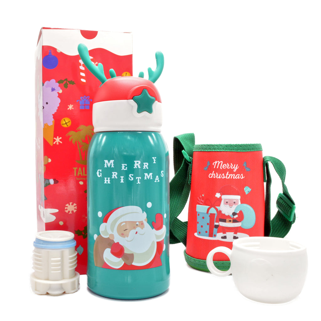 Christmas Kids Gift - TalavanLLC Thermos Water Bottle Product Photography -  Santa thermos with small bag