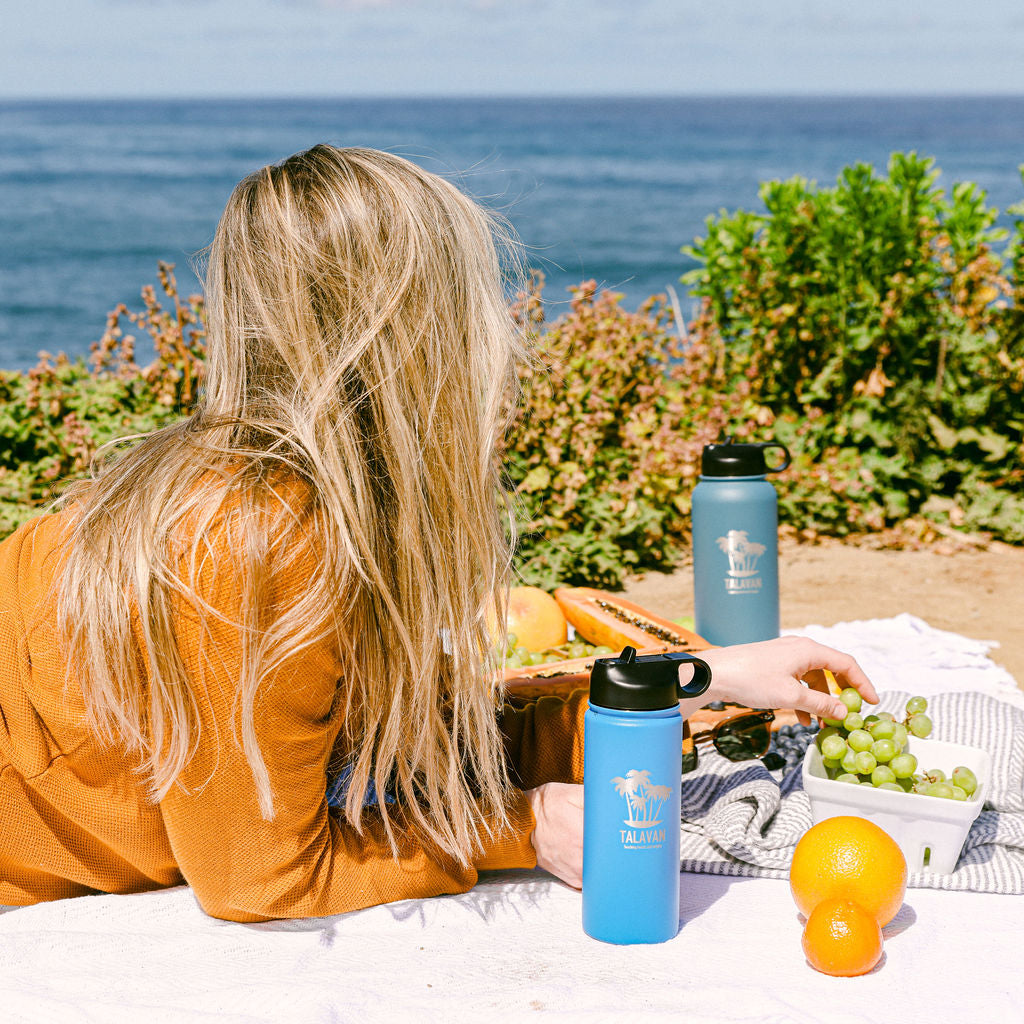 Cliffside picnic - Chelsea Loren TalavanLLC Thermos Water Bottle Product Photography