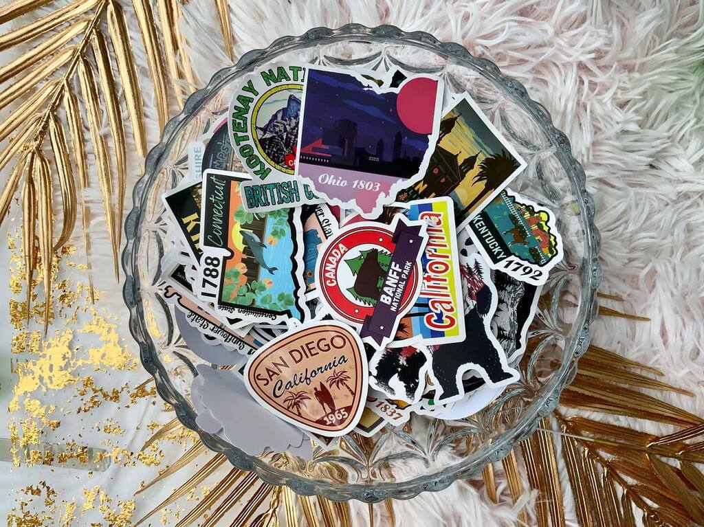 Outdoor Stickers in glass bowl